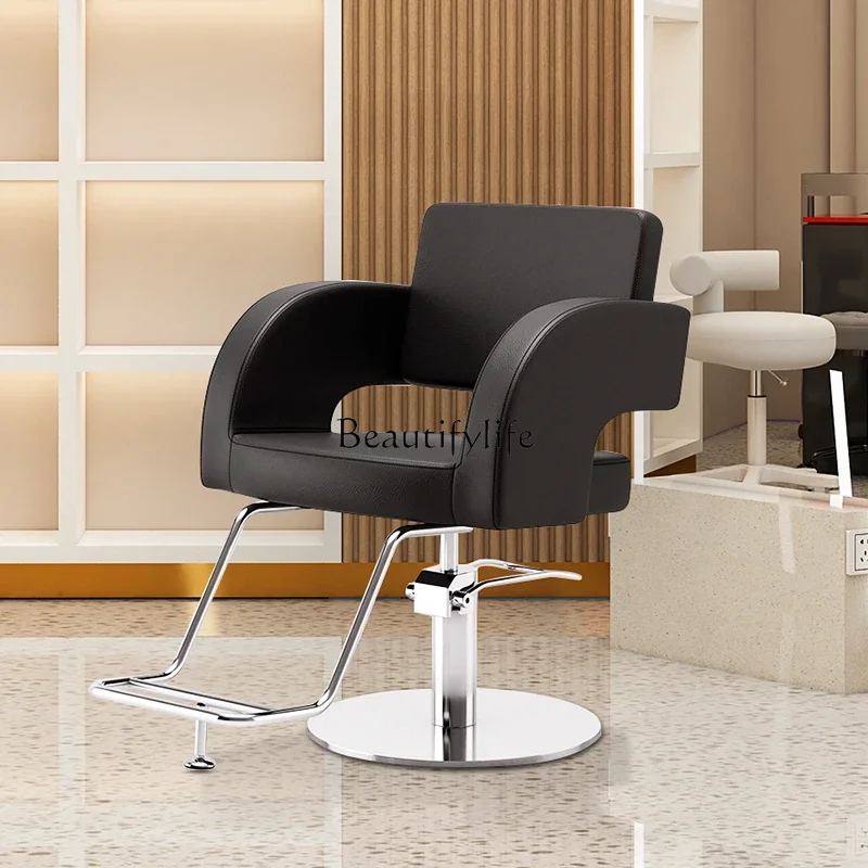 

Simple Modern Barber Shop Chair for Hair Salon Lifting Hot Dyeing Hair Cutting Chair