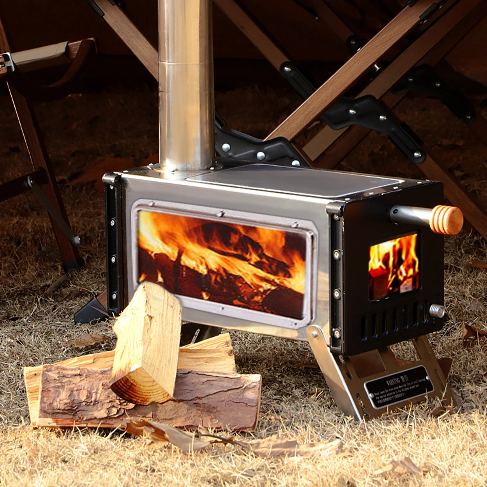 

outdoor camping picnic Portable Stainless steel Wood Burning Stoves for Glamping Tents Wood Stoves for cooking and heat