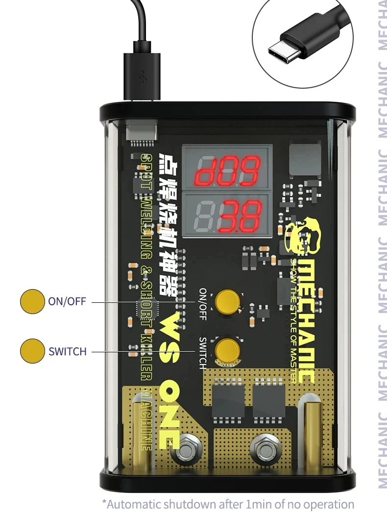 mechanic-ws-one-ポータブルスポット溶接機、焼け込み検出キット、バッテリー溶接とマザーボード、短絡検出ツール2in1