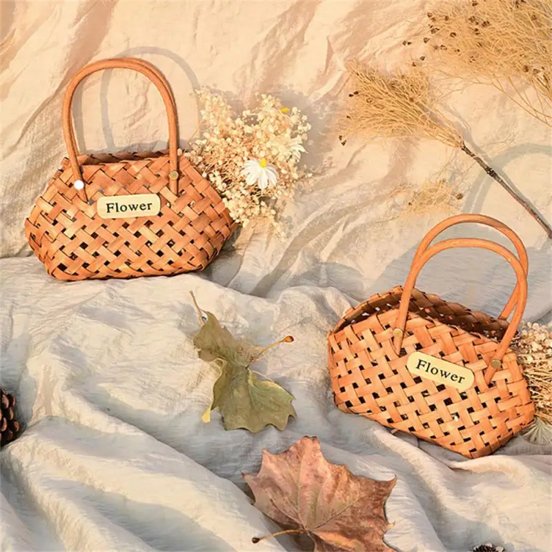 Wicker Baskets Handmade Using High-quality Bamboo Materials Bamboo Baskets Cachepot For Flowers Odorless Handheld Gift Basket