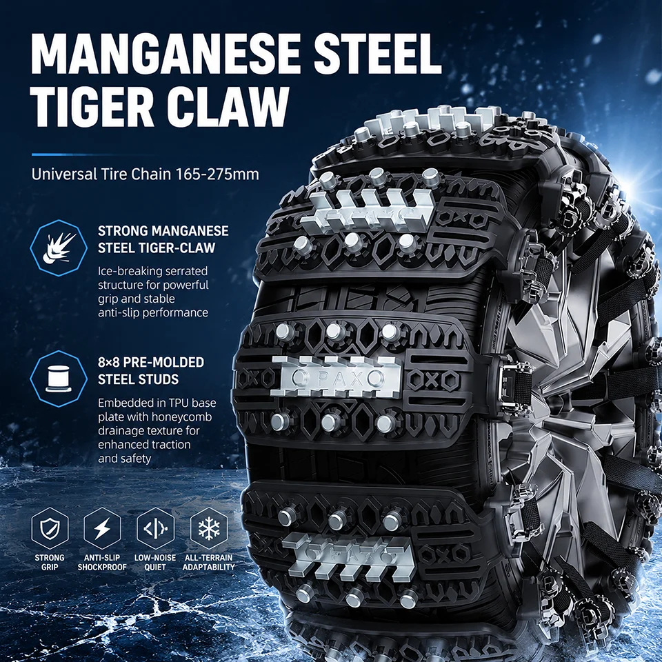 Universal Car Tire Snow Chains Winter Emergency Anti‑Slip Traction Chains  Ice Mud Driving Wheel Safety Accessories for Car