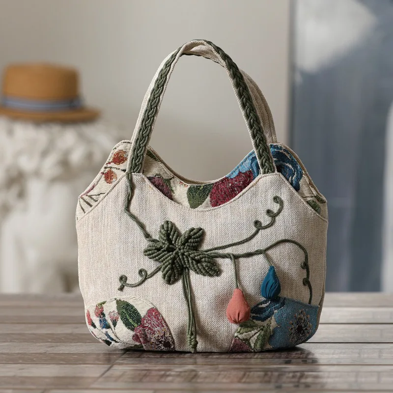 

Women's Handbag Retro Canvas Bag Women's Canvas Handbag Casual 2025 Woven Small Handbag Fabric High Gloss Craft