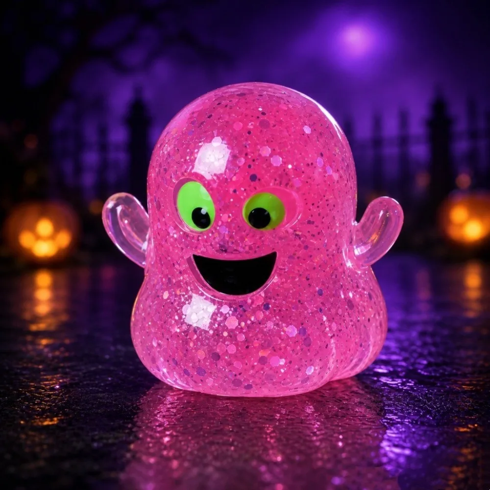 Collectible Toy Soft Elastic Squishy Toy Slow Rebound Luminous Fidget Toy Glitter Funny Design Stress Relief Toy Halloween