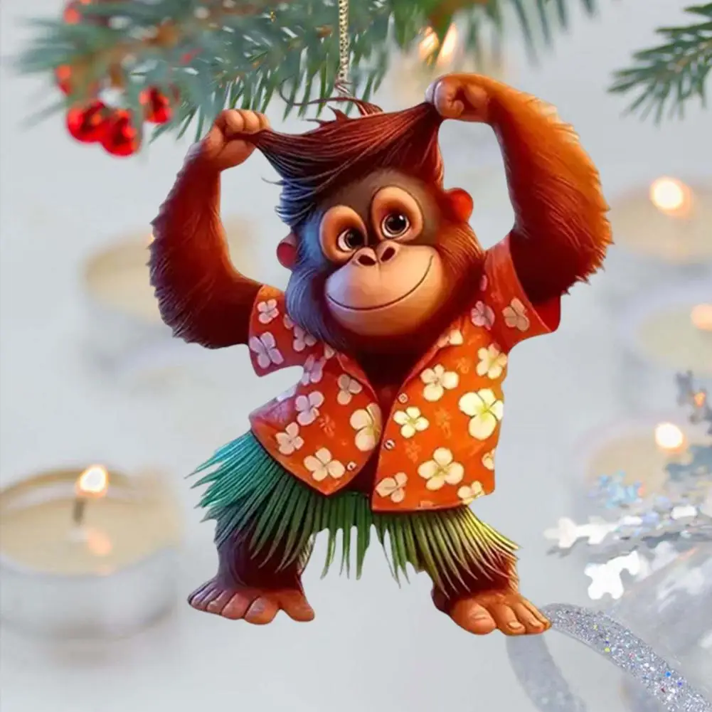 Orangutan Pendant Rearview Mirror Decor with Lanyard Easy to Hang 2D Animal Hanging Decoration Car Interior Ornament