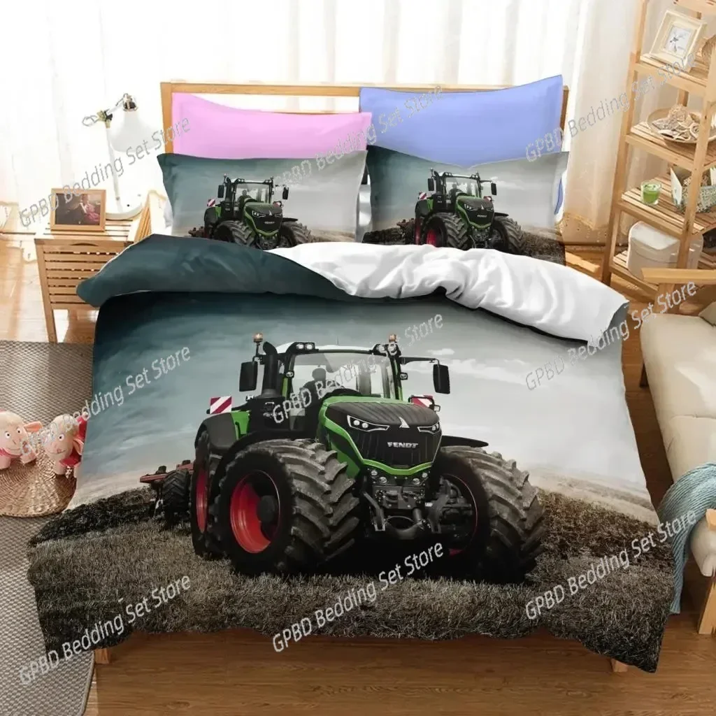3D Print Tractor Bedding Set,Duvet Cover Comforter Bed Set Quilt Cover Pillowcase,King Queen Twin Size Boys Girls Adults