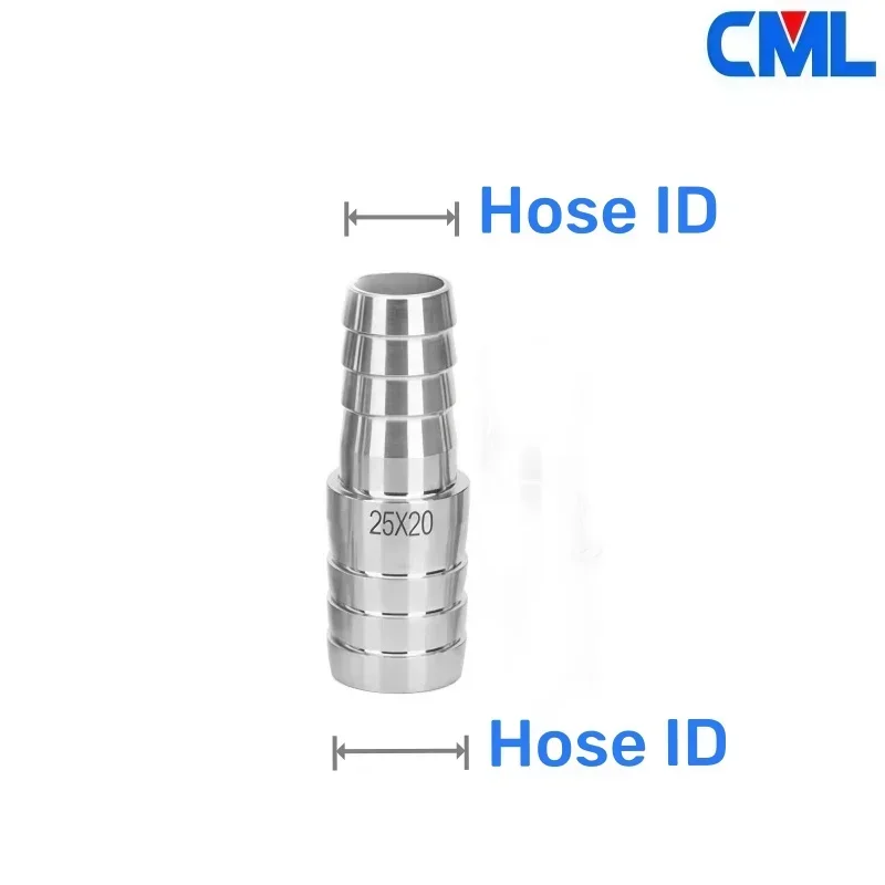 6 8 10 12 13 14 15 16 19 20 22 25mm Hose ID Barb Unequal Reducing 304 Stainless Steel Bulkhead Hosetail Pipe Fitting Connector