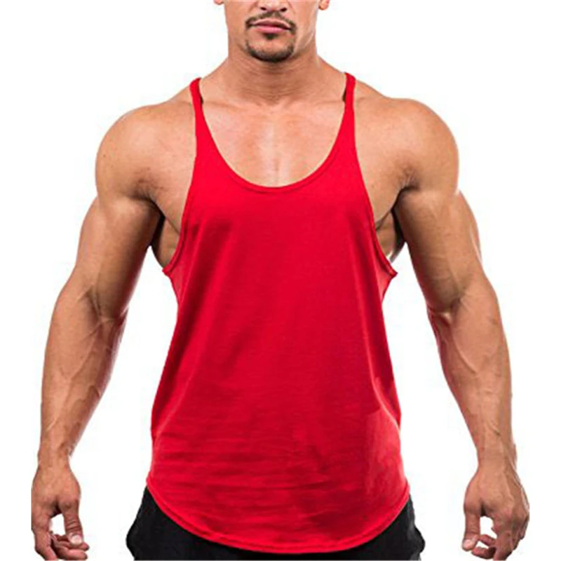 Plain Gym Fitness Bodybuilding Muscle Tank Tops Mens Running Sport Sleeveless Y-back Vests Summer Cool Cotton Breathable Shirts image 6