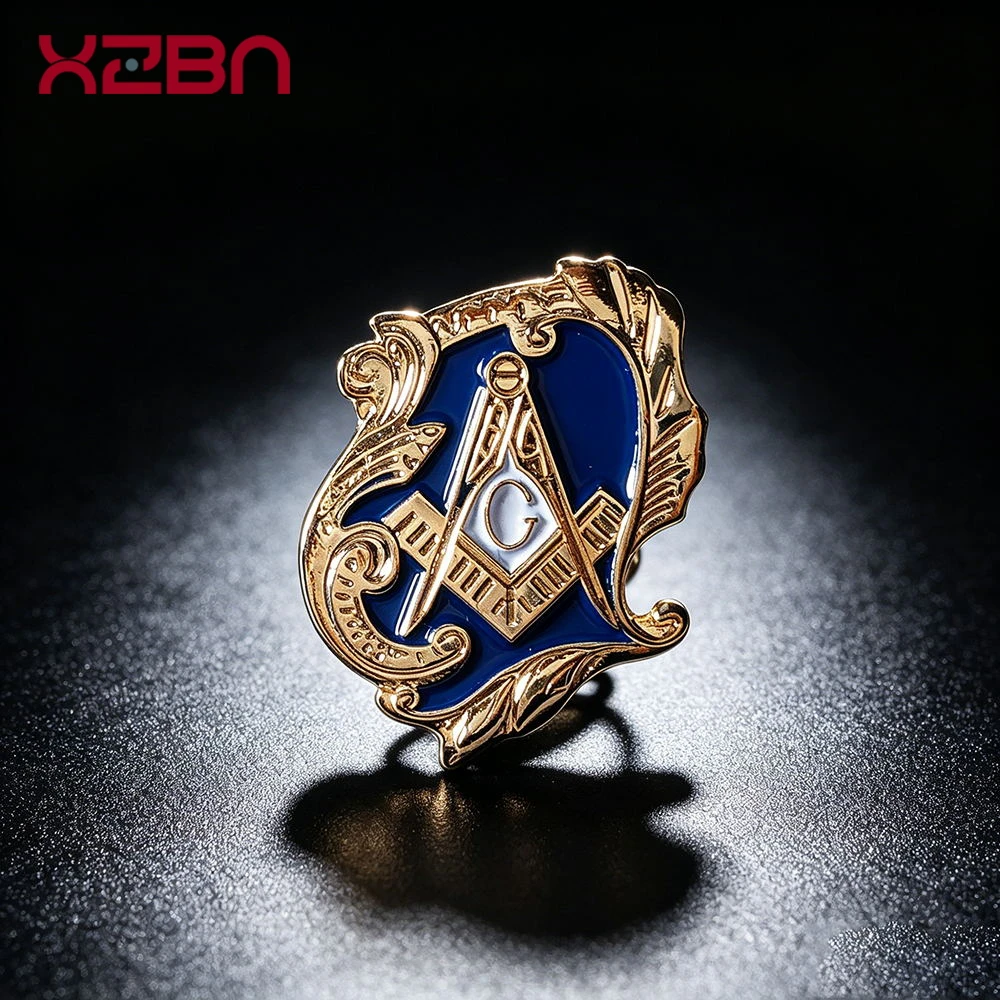 Masonic Lapel Pins 3D Badge Mason Freedom Freemason Copper Material Gold Plating Banquet Brooch Exquisite Souvenirs Gifts
