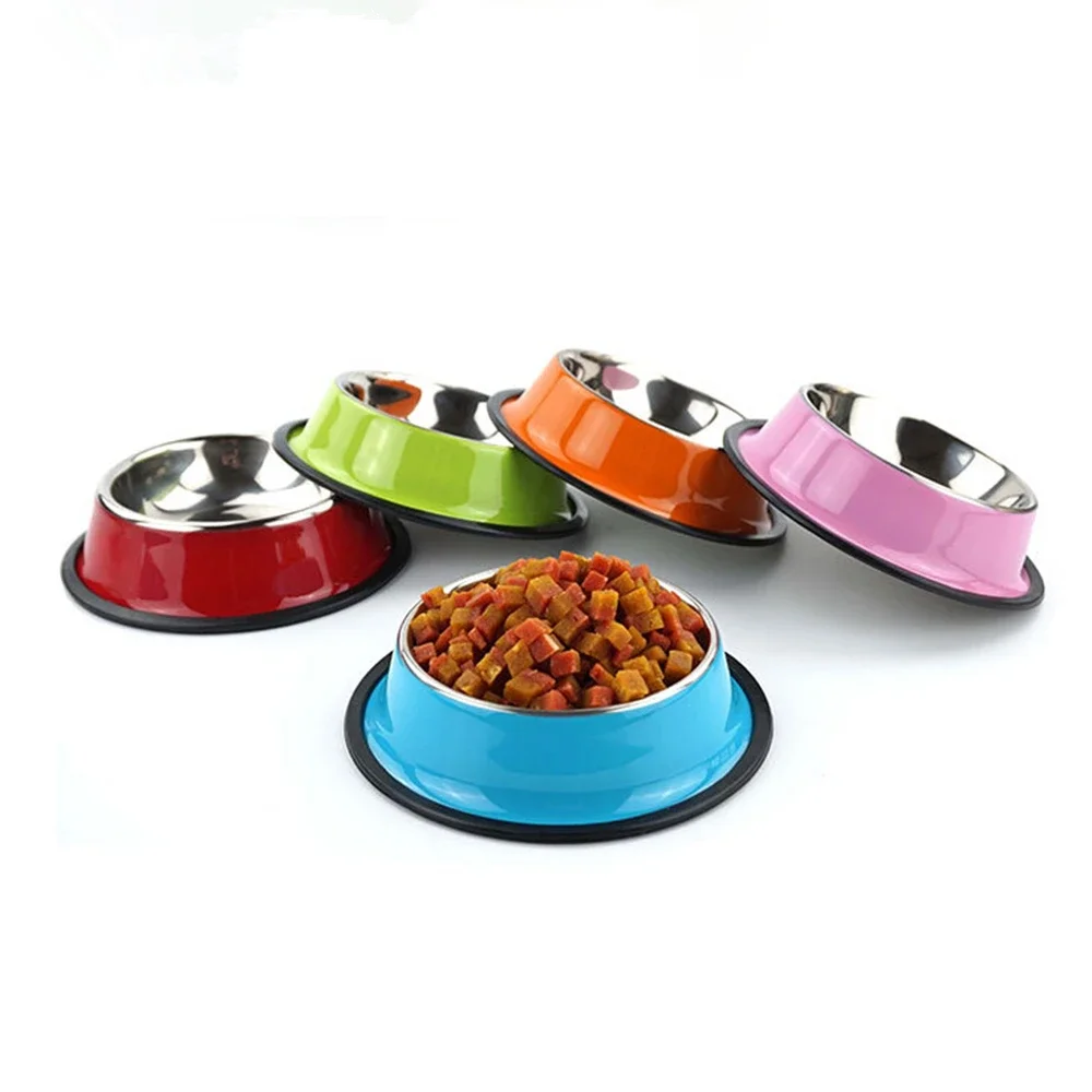 

New Pet Dog Stainless Steel Bowls Puppy Cats Food Drink Water Dish Feeder Travel Feeding Non-slip Feeding Dishes Pets Supplies