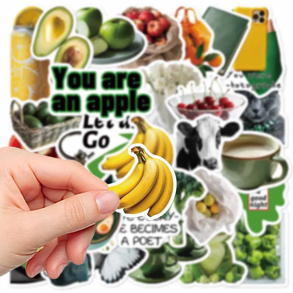 15/30PCS Green Food Series INS Cartoon Sticker Decals Toys DIY Suitcase Skateboard Phone Luggage Bike Stickers Gift