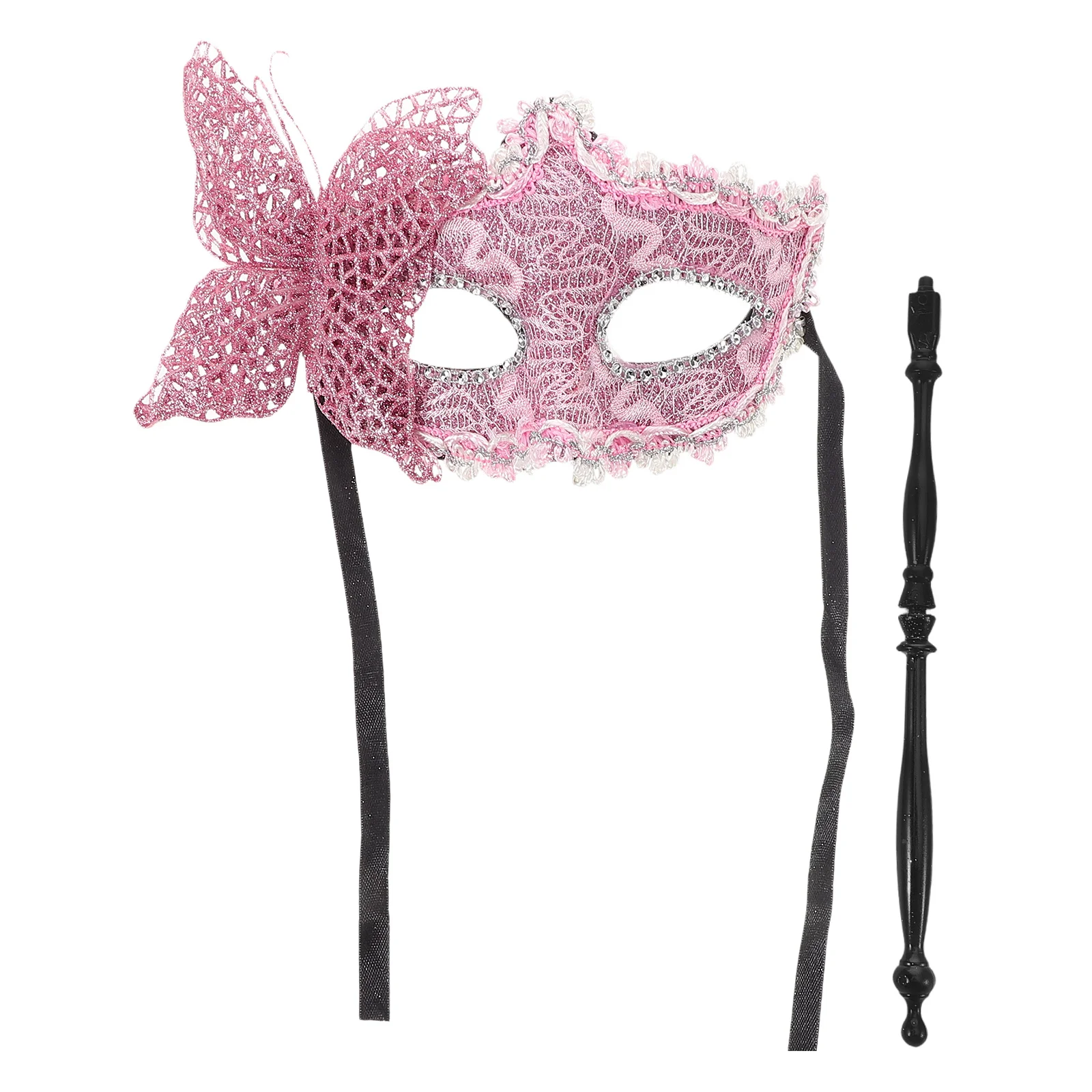 

Exquisite Butterfly Handheld Mask Halloween Masquerade Prom Cosplay Mask on Stick for Women Elegant Costume Party