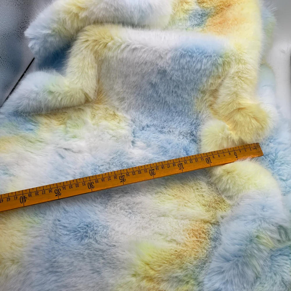 Gradient Rainbow Imitation Fox Plush Fabric for Doll Clothing Set Soft Decoration Thick Cloth Diy Sewing Material - view 4