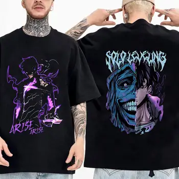 Tričko Solo Leveling Sung Jinwoo Nové anime Manga Černé tričko Vysoce kvalitní bavlněné tričko s krátkým rukávem pro muže 8 nejlepší prodej Náustek Sky Solo - №4
