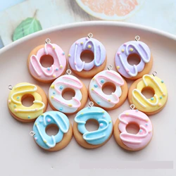 10Pcs Kawaii Color Donut Resin Pendant DIY Crafts Cute Hollow Earring Bracelets Keychain Decor Garment Jewelry Make Charm Ring