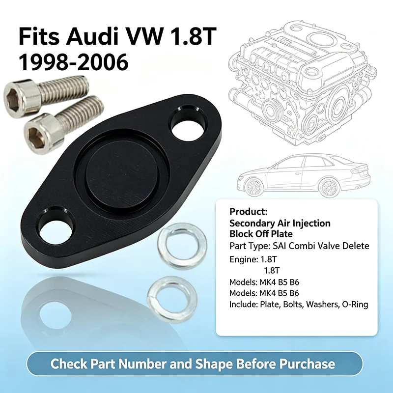 For Audi VW 1.8T Secondary Block Off Plate Air Injection Combi Valve Delete SAI MK4 B5 B6 For Volkswagen 1.8 T 1998 - 2006 1999