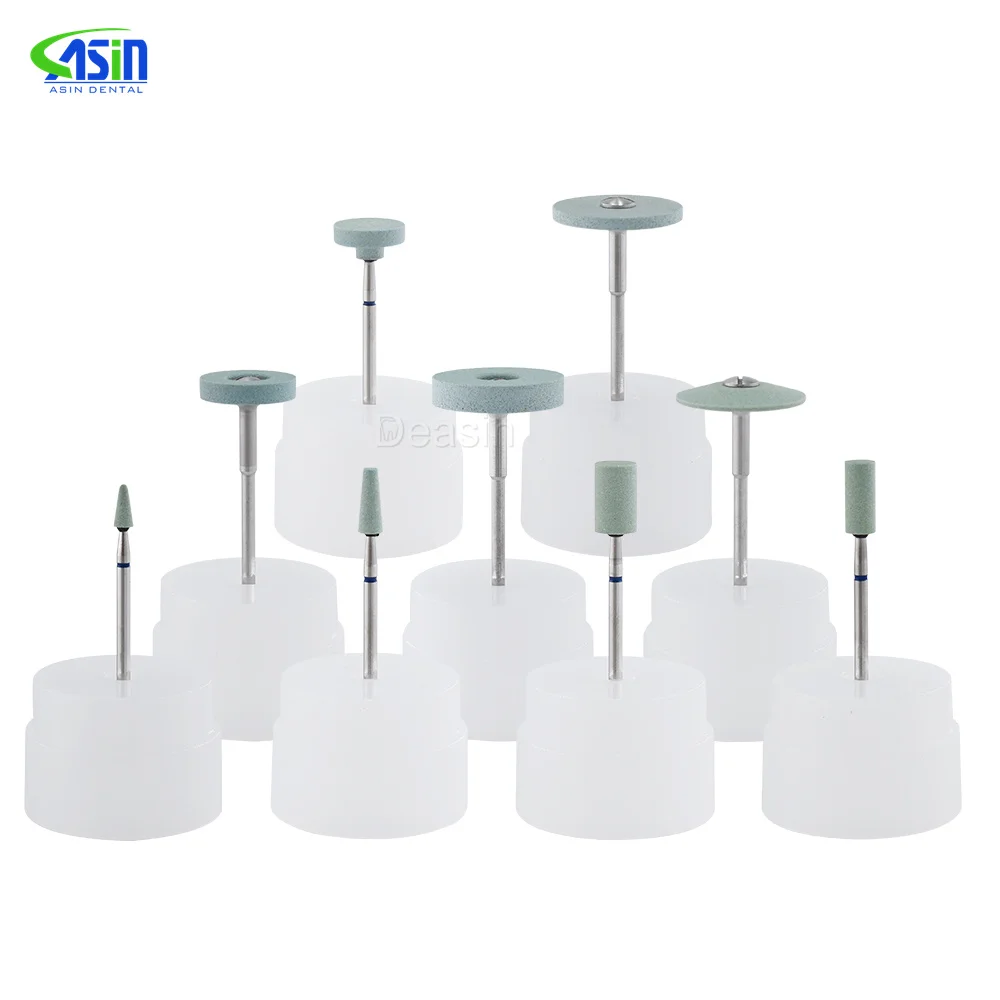 5pcs Dental Polisher Ceramic Diamond Grinding Head Stone Zirconia Ceramics Emax Crowns Grinder Quick Polishing Burs Dentist Tool