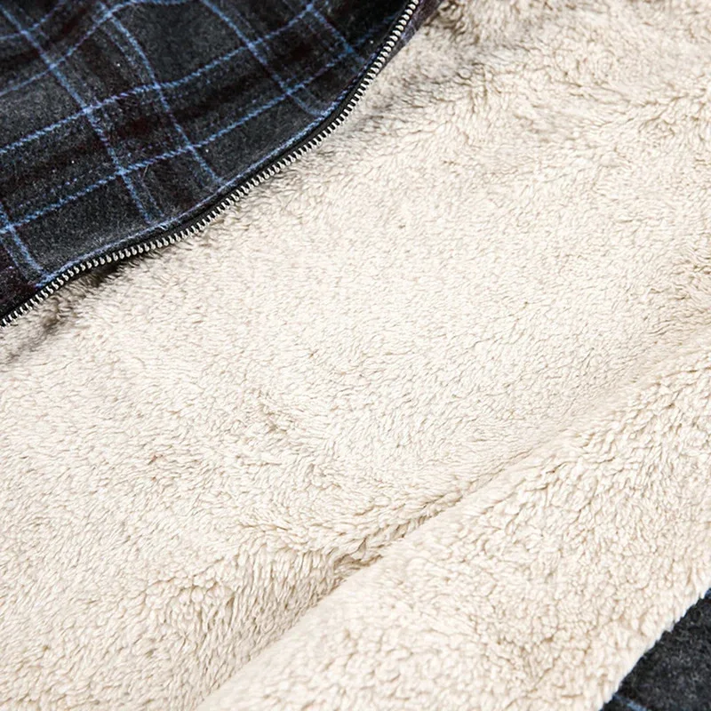 جواكت شتوية للرجال سترات منقوشة عتيقة بياقة من الفرو سترات دافئة سميكة سترات مبطنة فضفاضة غير رسمية ملابس خارجية #6