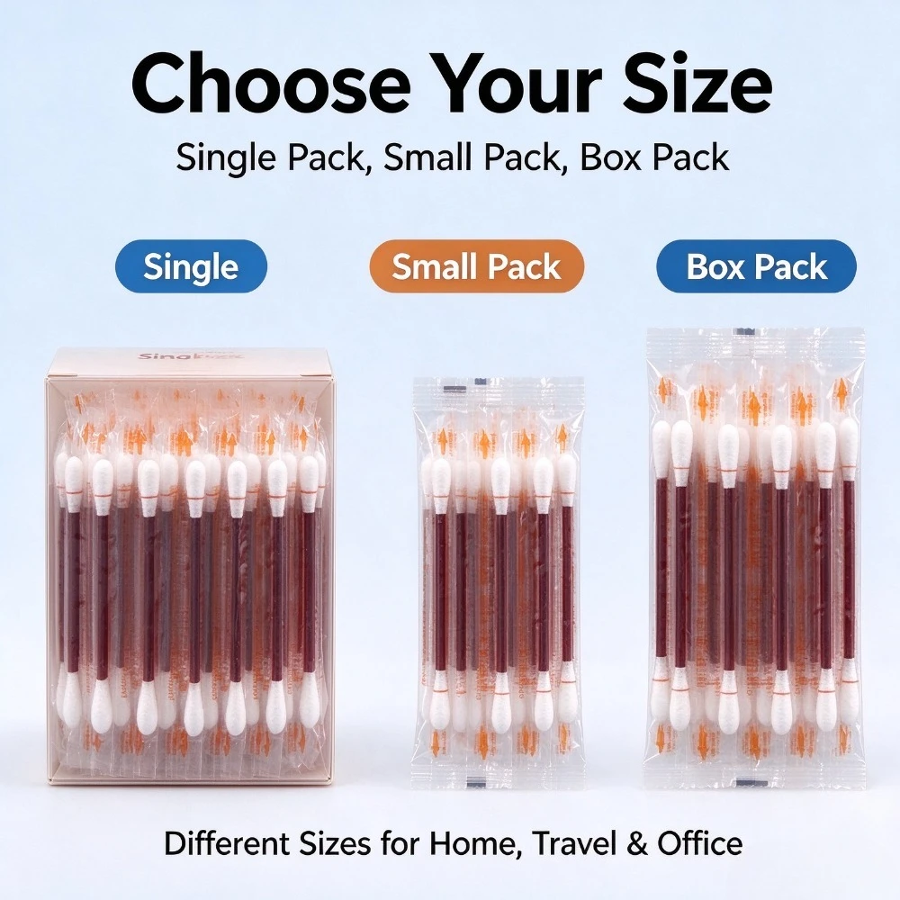Iodine-disinfected disposable cotton swabs, 20pcs/100pcsstand-up packaging for wound care, travel and outdoor/home essentials,