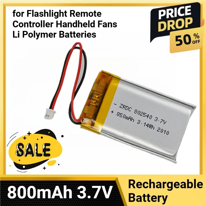 

802540 Lipo 1pcs-10PCS Lithium Battery 800mAh 3.7V for Flashlight Remote Controller Handheld Fans Li Polymer Batteries