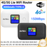 Pocket Wireless WiFi 150Mbps Portable Wireless Modem 3000mAh Mini Outdoor WIFI Hotspot with SIM Card Slot 4G Pocket WiFi Router