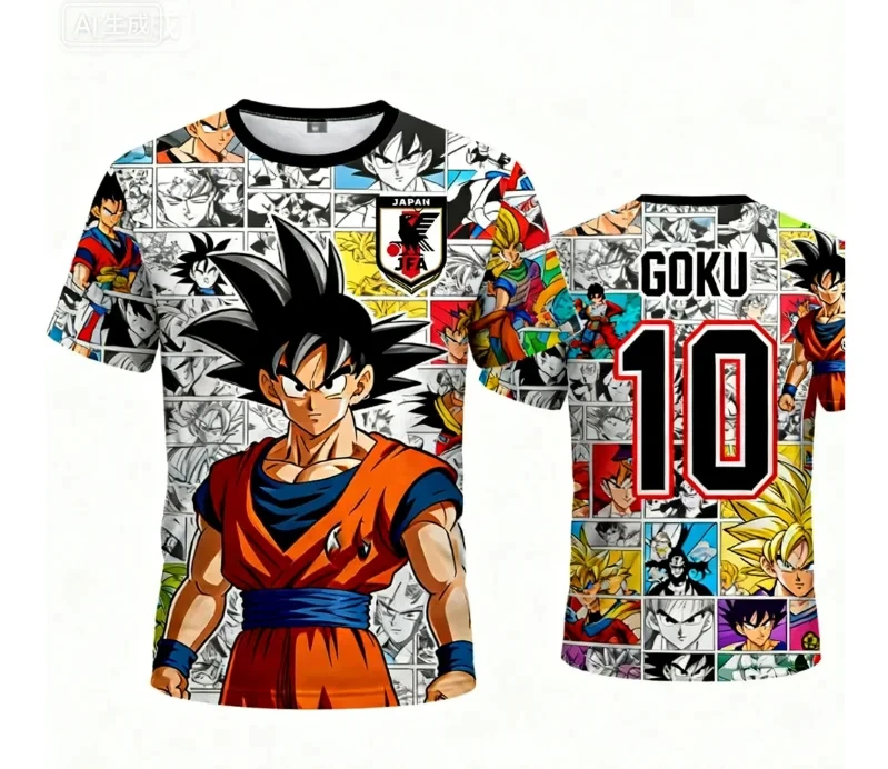 Camiseta de Fútbol con Estampado 3D de Dragon Ball Goku para Hombre, Nueva Colección Verano 2026, Camiseta de Anime para Niños, Camiseta de Fútbol Especial NO.10