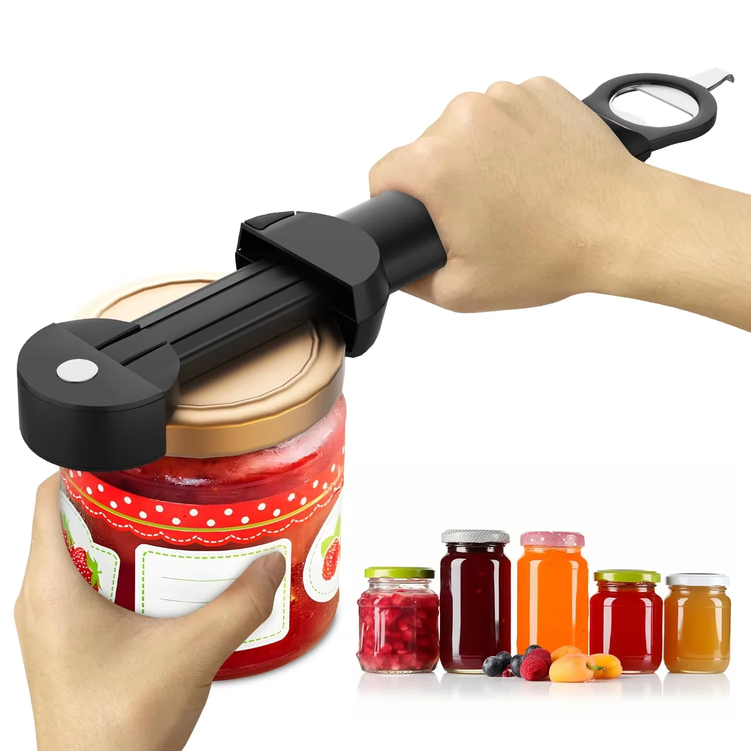 Adjustable Multifunctional Stainless Steel Bottle Opener Can Lid Opener Kitchen Tool for Seniors with Weak Hands Wine Beer Can O