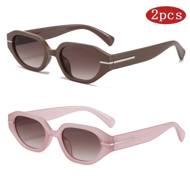 2pcs อินเทรนด์กรอบแว่นตากันแดดรูปหลายเหลี่ยม Retro สีสัน 2025 ใหม่แว่นตากันแดด INS แฟชั่นผู้หญิงแว่นตาผู้ชายอินเทรนด์ UV400ar