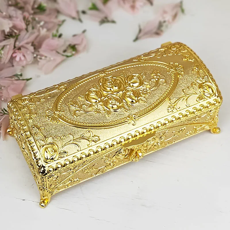 

Europe Rectangle gold /Silve Metal jewelry box cosmetic storage box organizer storage for home decorative organizer make up Z147