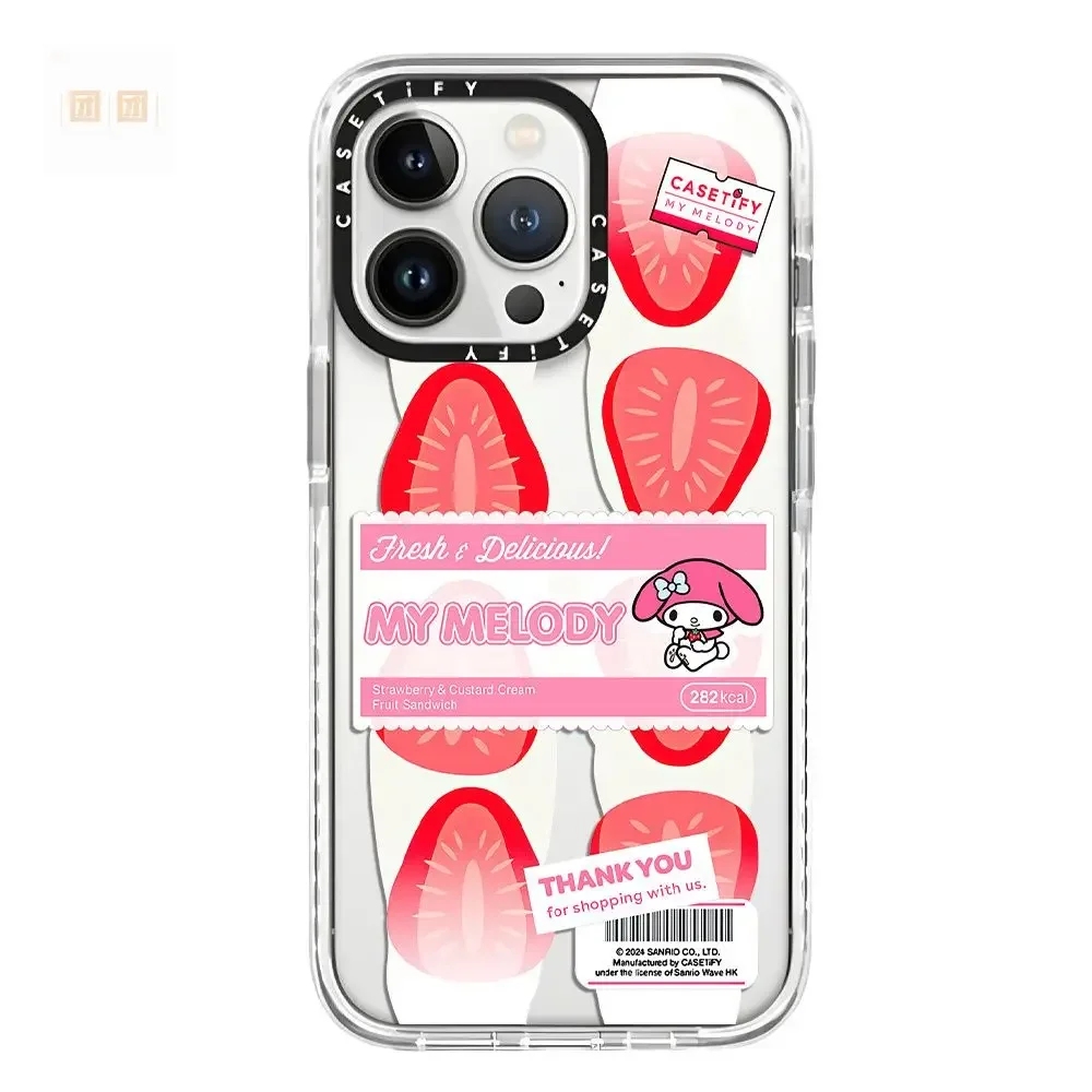 Sanrio Cartoon My Melody Fruit Strawberry Phone Case Cute All-Inclusive Soft Protection Case for iPhone 11 12 13 14 15 ProMax XR