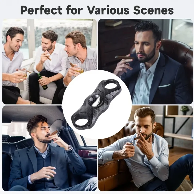 Guillotine Cigar Cutter - Carbon Fiber V-shaped Double-edged Classic Design Portable Cuban Smoking Accessory Gift
