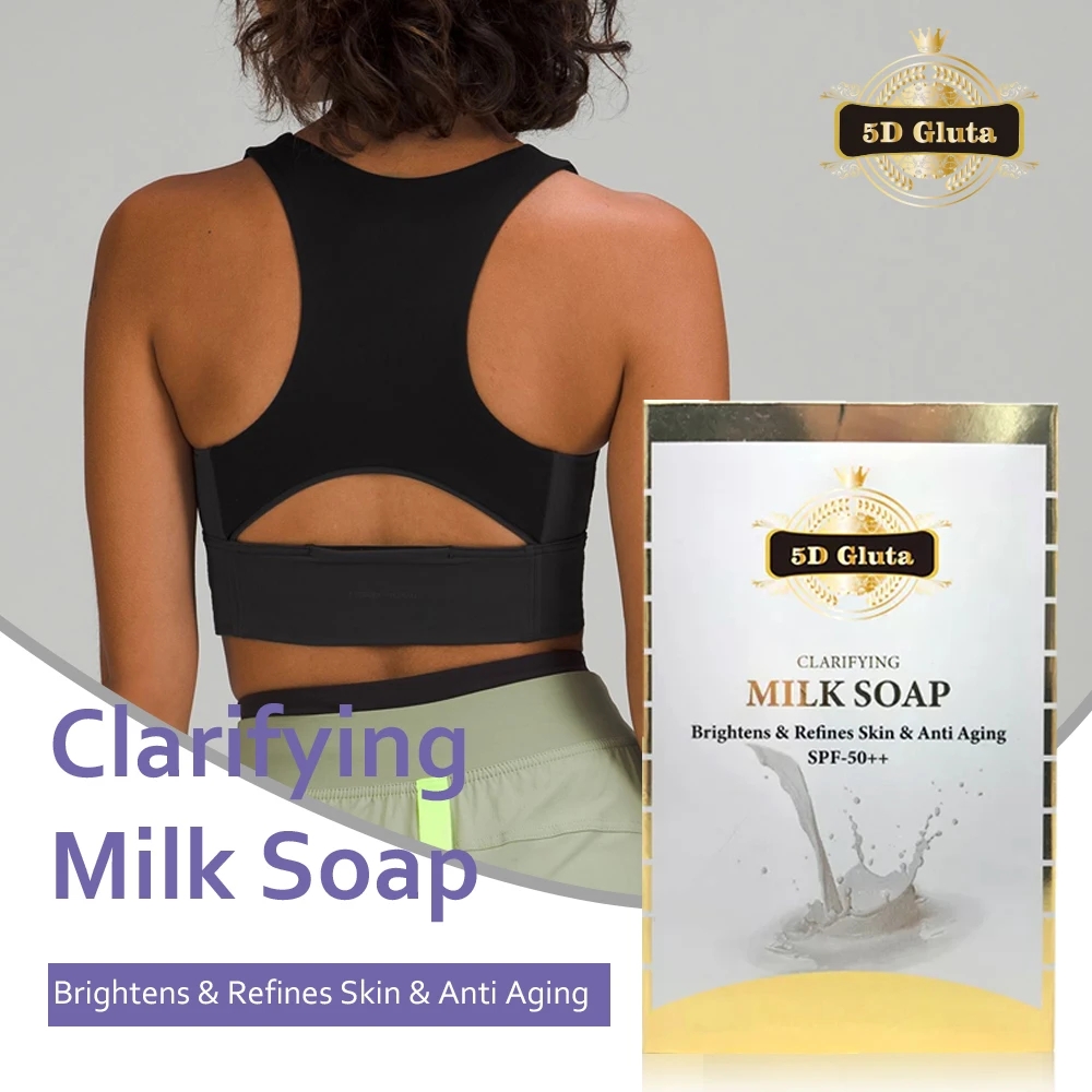 5D Gluta Clarifying Milk Soap with Goat Milk Whitening Brightening Even Skin Tone Boost for glowing skin Care Savon 250g