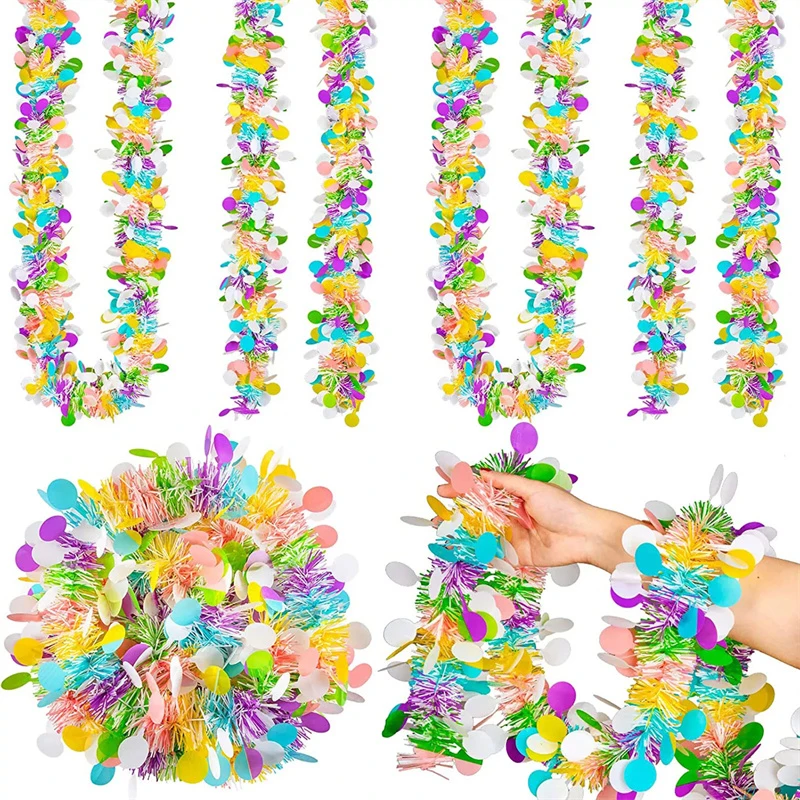 2m Easter Day Party Colorful Stripes Scene Arrangement Colorful Wool Stripes Tinsel Easter Hanging Ornament