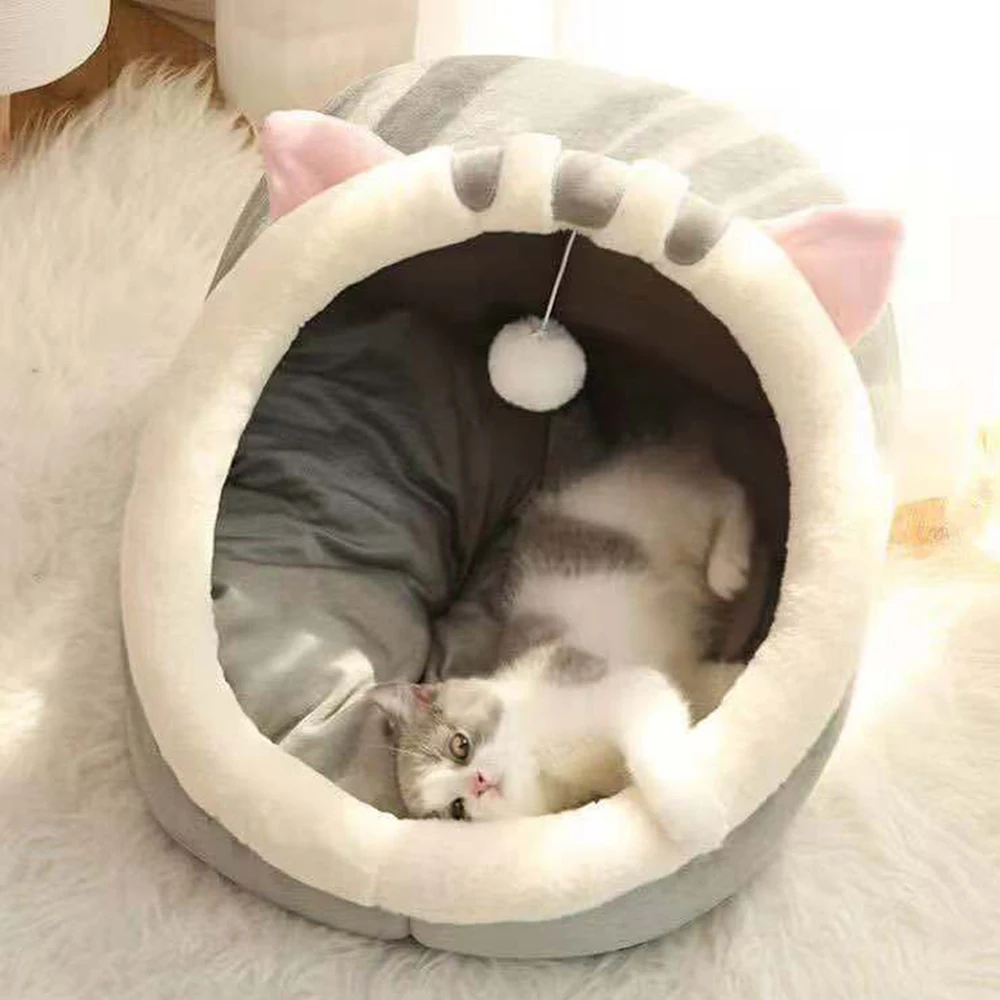 

Universal Warm Winter Cat Nest Bed Semi-Closed Design Cute Comfortable Pet Nest for All Seasons