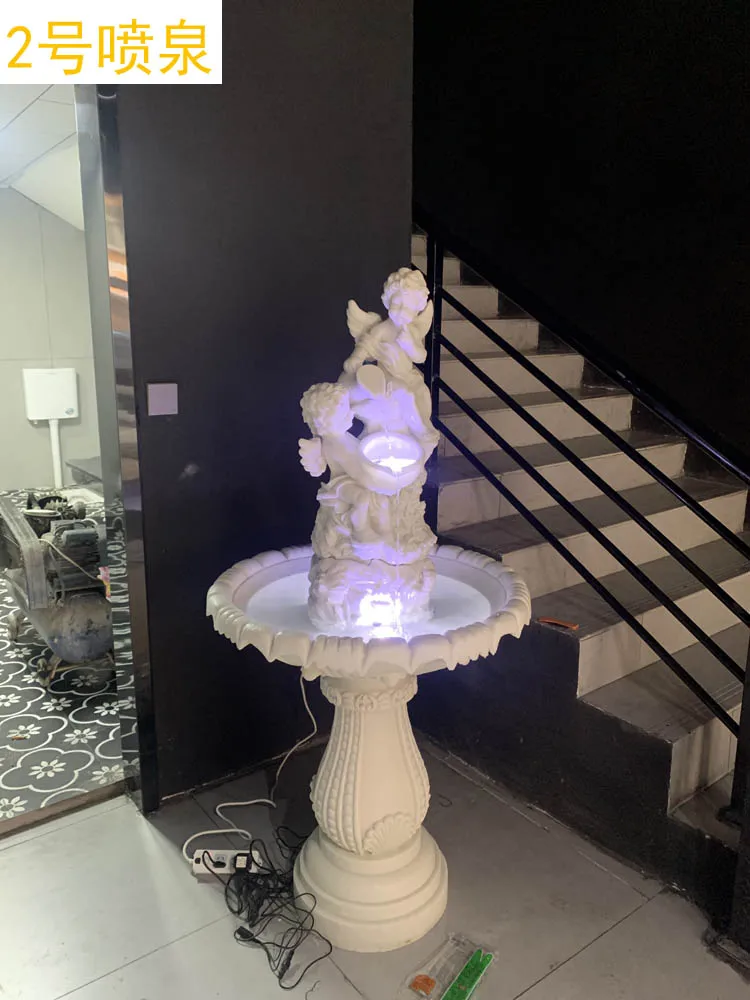 courtyard decoration, flowing water fountain, wedding, wishing pool, villa, living room, balcony, fish pond, outd