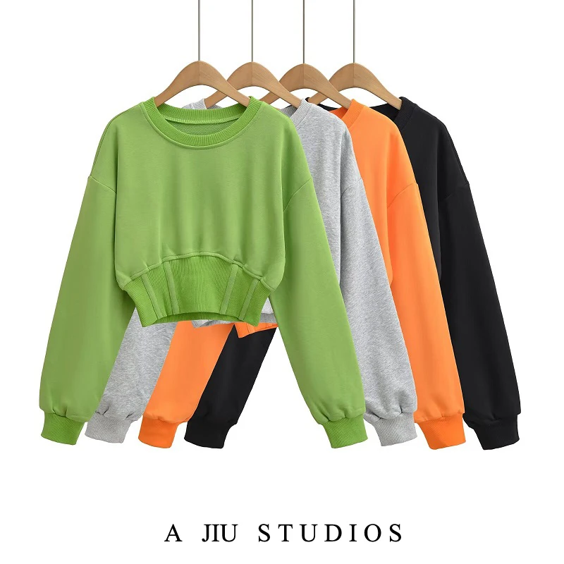 

Loose Long Sve round Ne Pullover Hoodie Women's Casual Sle ort Length Slimming Effect Spring Autumn New Arrival