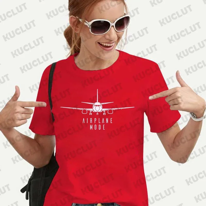 Airplane Mode Shirt for Women Clothing Travel Traveler Tee Shirts Vacation Clothes Pilot Plane T-shirts Short Sleeve Tshirts