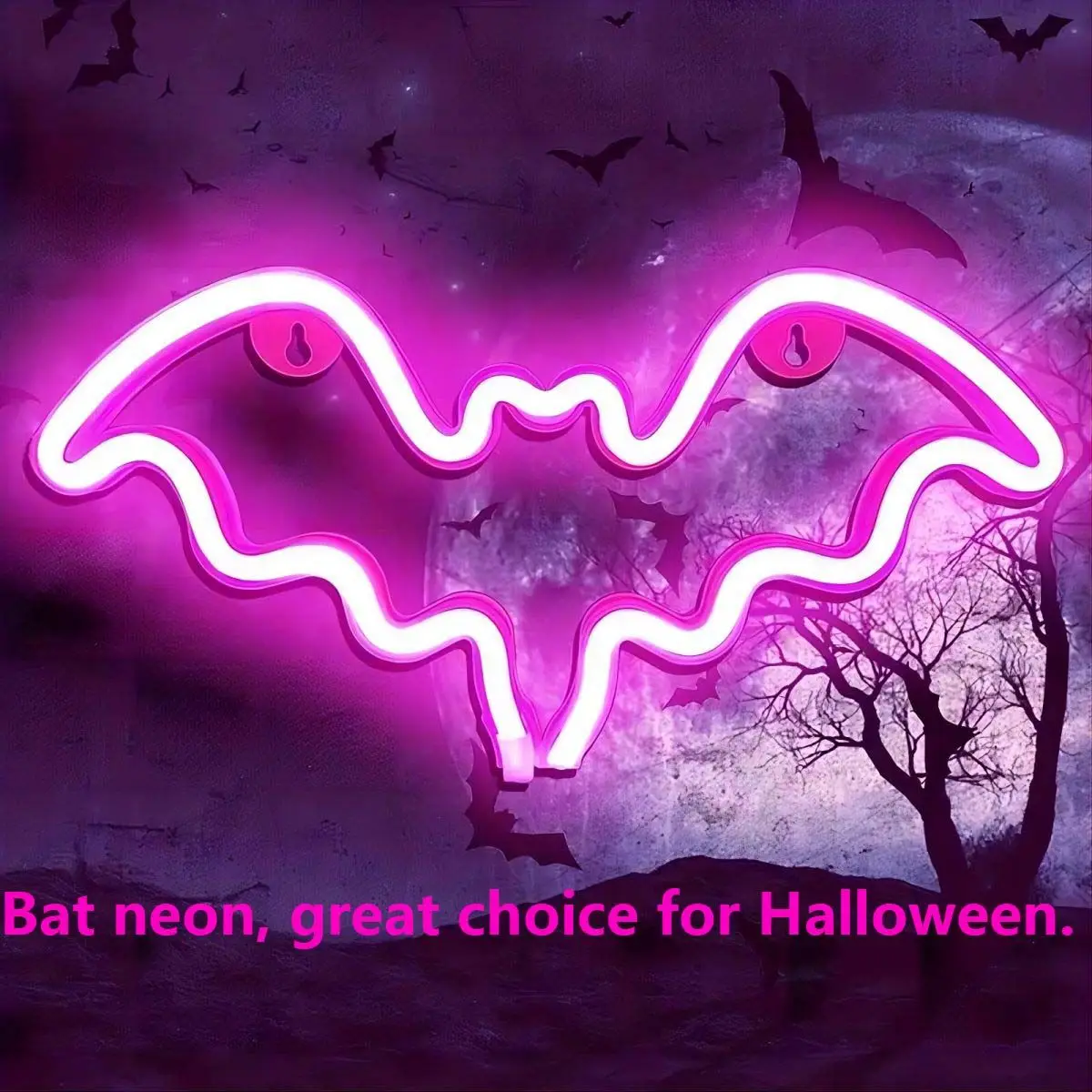 1pc Halloween Decorative LED Bat Neon Lights, For Wall Decor, Bat Shaped Lights, Battery Or USB Powered, Halloween Party, Bar