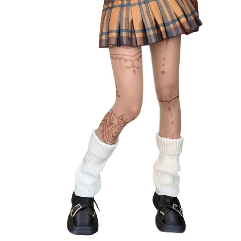 Womens Sexy Sheer Tights Stockings Aesthetic Tattooing Print Patterned Pantyhose