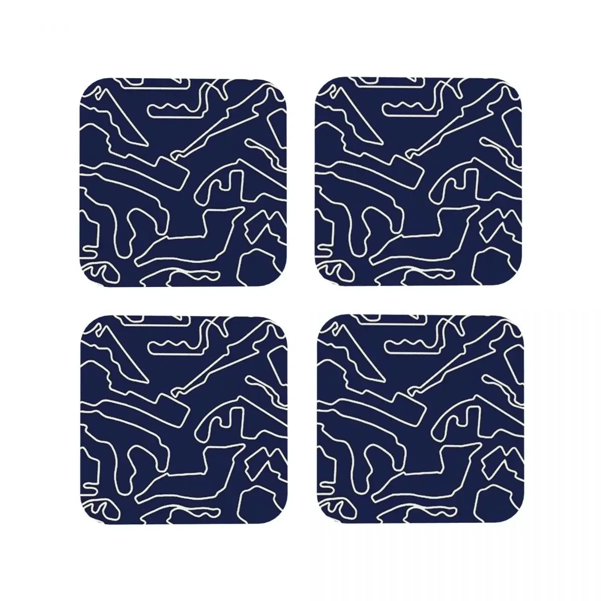 F1 Tracks 2023 Coasters Kitchen Placemats Non-slip Insulation Cup Coffee Mats For Decor Home Tableware Pads Set of 4