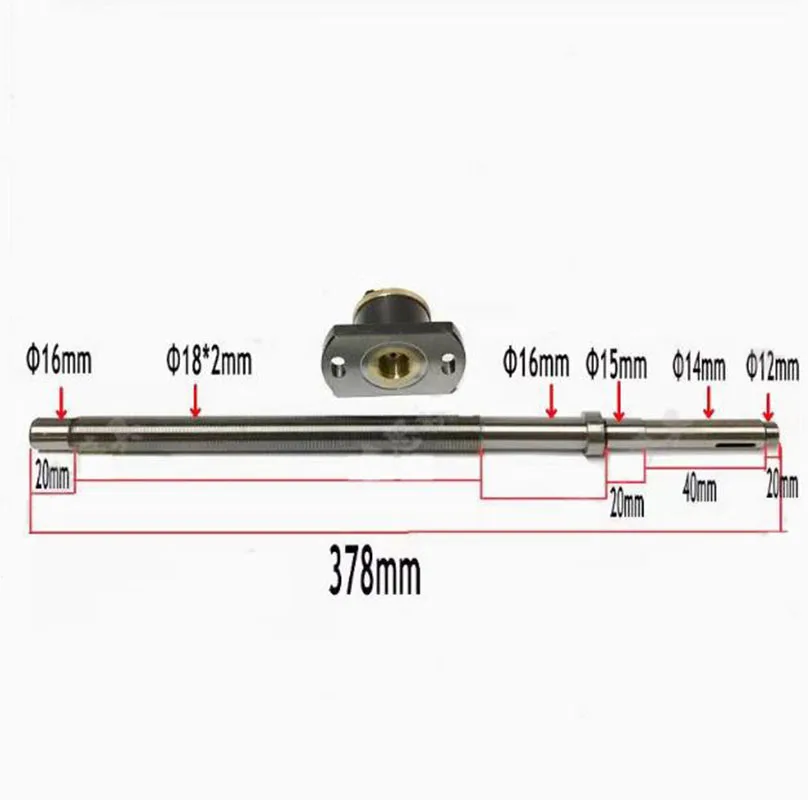 Complete Screw with Nut M18*2*378*15mm for Wire Cutting Machine