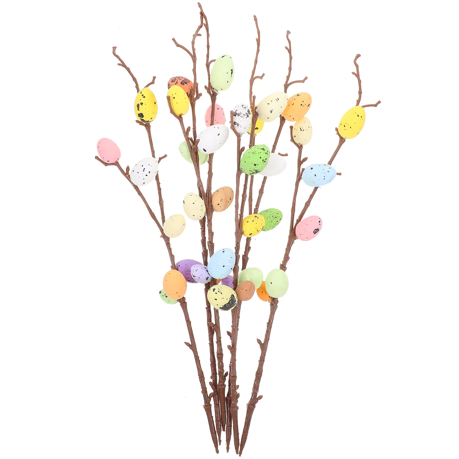 

6 Pcs New DIY Easter Egg Cuttings Artificial Flowers Branch Colorful Painting Foam Bird Eggs Flower Branch 2025 Home Decoration