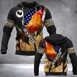 yk2 Spring and Autumn 3D Full Print Size Hoodie Man Women Harajuku Outwear Pullover Sweatshirt Unisex  Beautiful Mexican Rooster