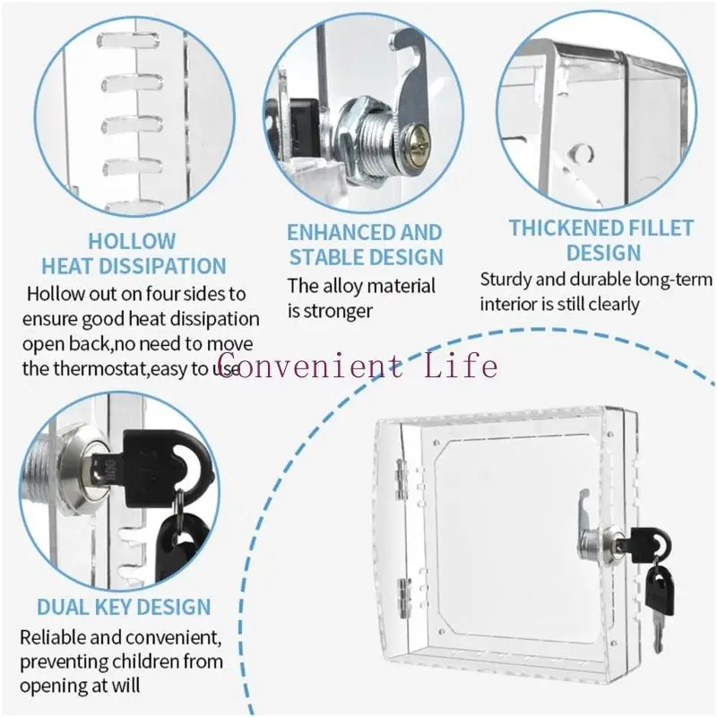 L1EE Небольшой термостат с защитной крышкой Прозрачная пылезащитная защитная крышка с замковым механизмом
