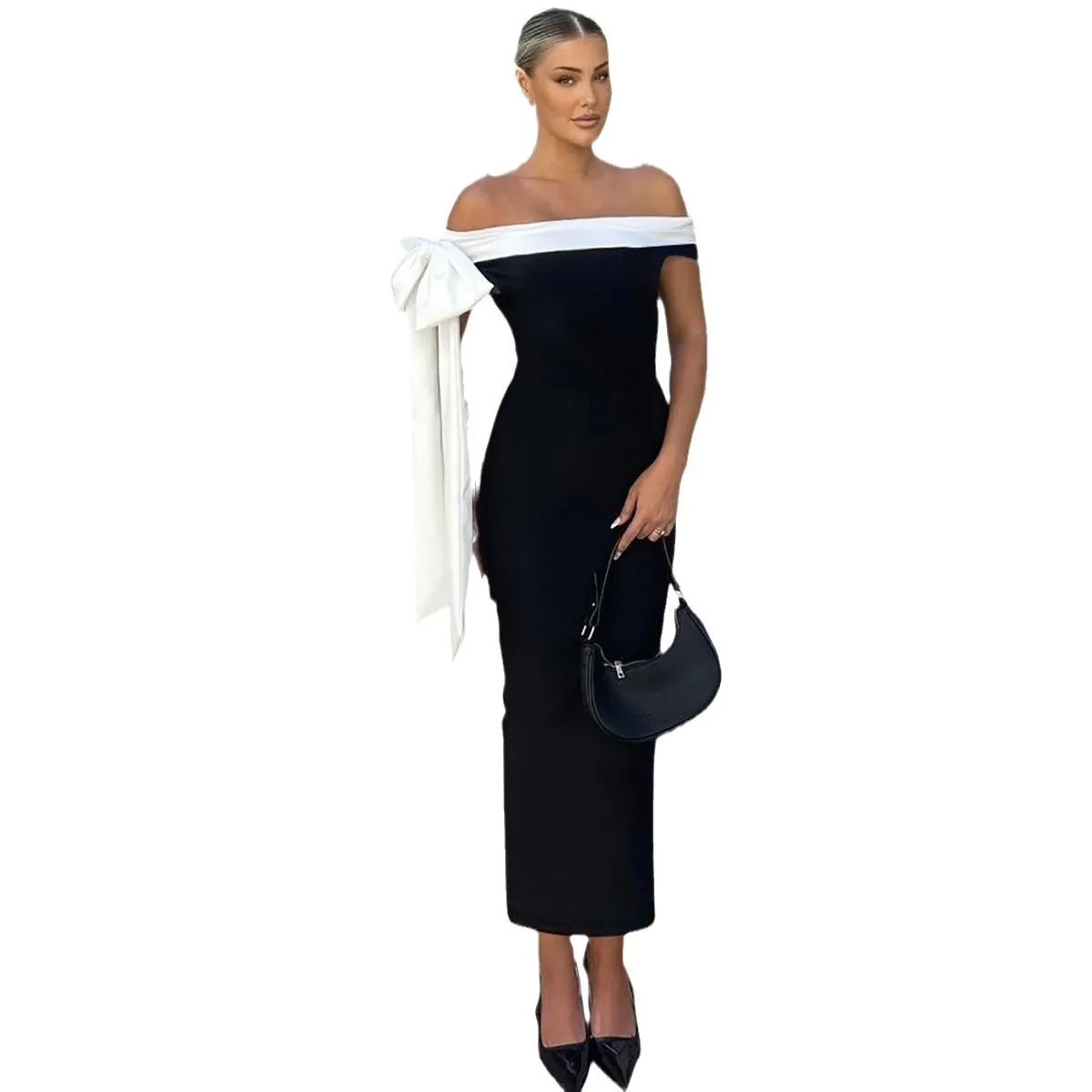 2023 neue Modische Backless Band Ärmel Slim Fit Hüfte Kleid Frauen Sommer Sexy Elegante Einfarbig Kleid Kleider Für Frauen