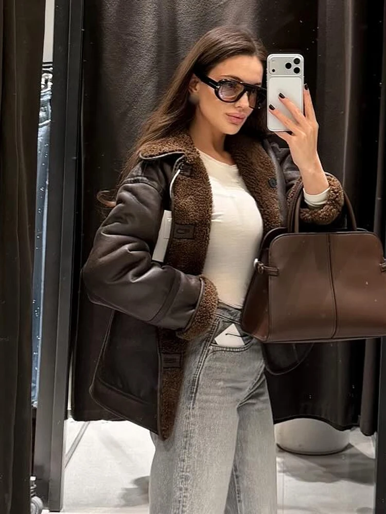 HH Women New Fashion Lapel Single Breasted Pocket Decoration Long Sleeve Warm Jacket Female Autumn Winter Casual Street Jackets