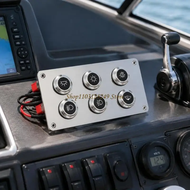 N5KD 6-Button Electrical Control Panel for 12V or 24V Boat, Yacht, Recreational Vehicle, Truck, and Trail Lighting Circuits with