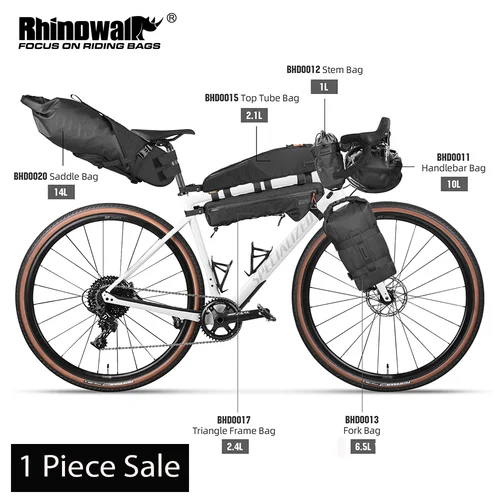 Rhinowalk-bolsa para SILLÍN de bicicleta a prueba de salpicaduras, bolsa para tubo superior e inferior de ciclismo, bolsa para marco de manillar de bicicleta de carretera para viajes largos, 1 pieza