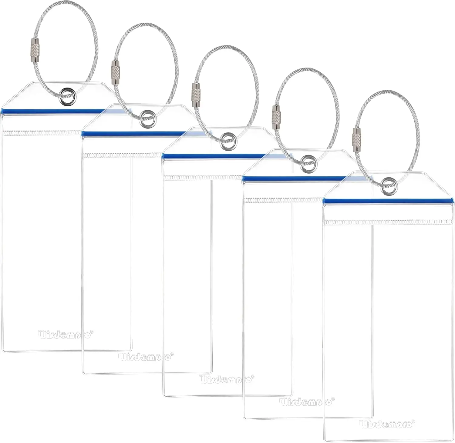 

Cruise Luggage Tag Holder 5 Pack Clear Waterproof with Zip Seal & Steel Loops for Carnival Ships