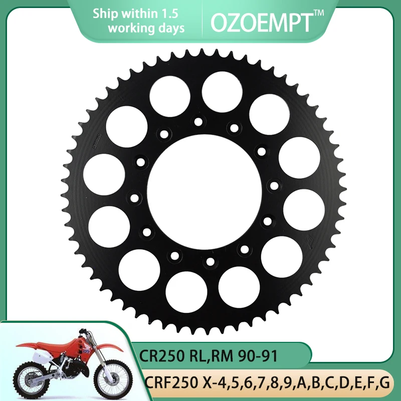 OZOEMPT 520-60T Motorcycle Rear Sprocket Apply to CR250 RH  87 CR250 RL,RM  90-91 CRF250 X-4,5,6,7,8,9,A,B,C,D,E,F,G,H  04-17