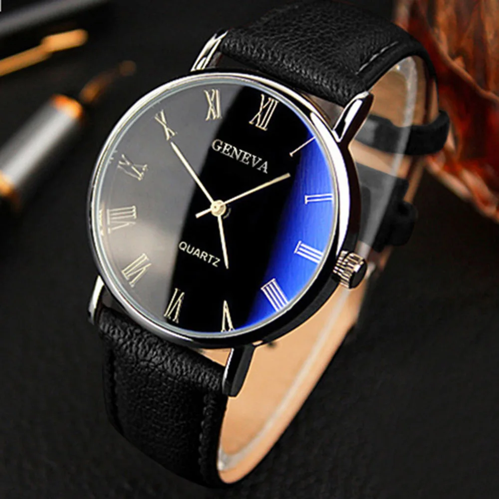 Men Watches Simple Fashion Belt Watch Blu-ray Roman Watch For Men All-Match Casual Quartz Watch Relogios Masculino Reloj Hombre